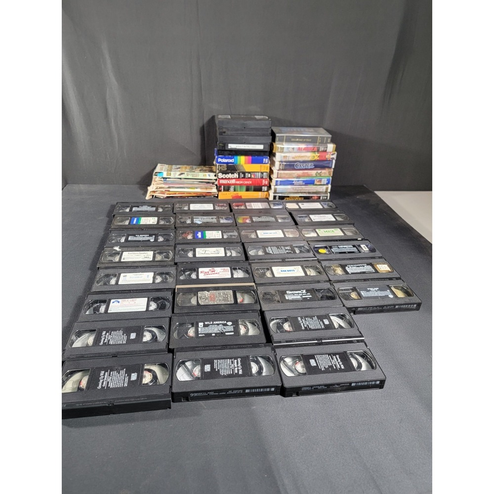 VHS Movie LOT - 53 Mixed Random Lot Sleeveless, Prerecorded, Clamshell Mixed